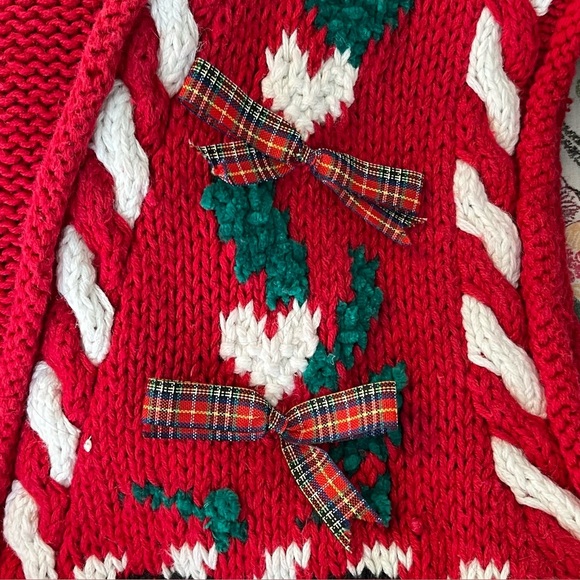 Vintage 90s Karen Scott Christmas Sweater Vest Teddy Bears 3D Trims Red Size 1X - Picture 8 of 12